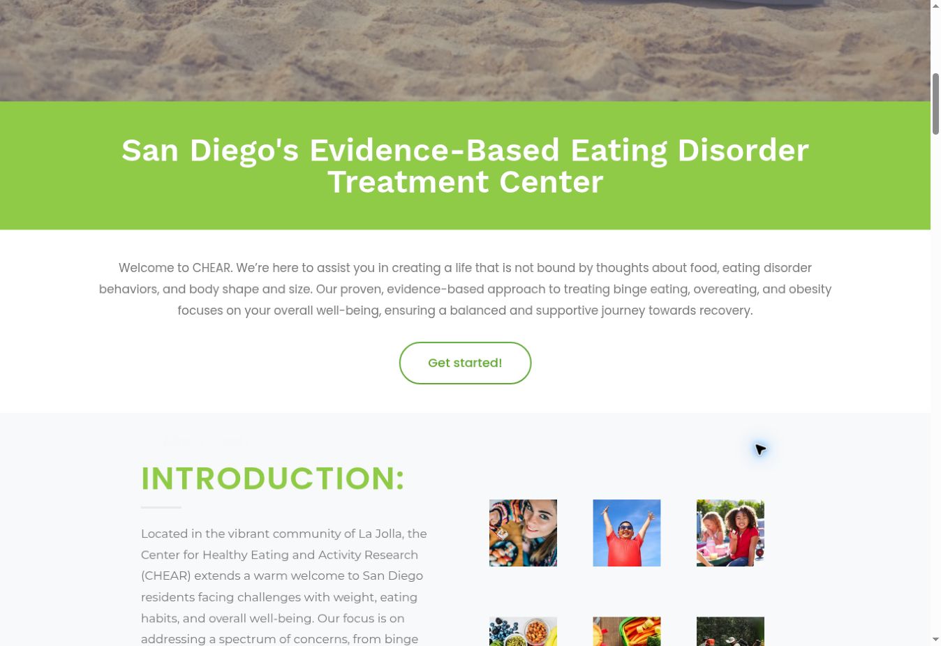 CHEAR website showing its treatment introduction and educational content
